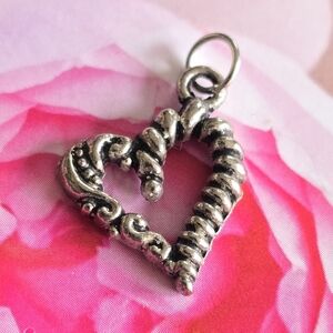 Heart charm pendant silver tone love jewelry valentine